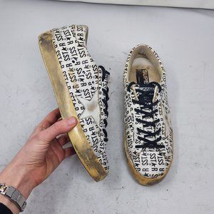 Golden Goose Black White Print Superstar Low Top Sneaker